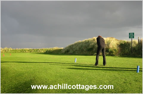 Golfer on a links course in Ireland